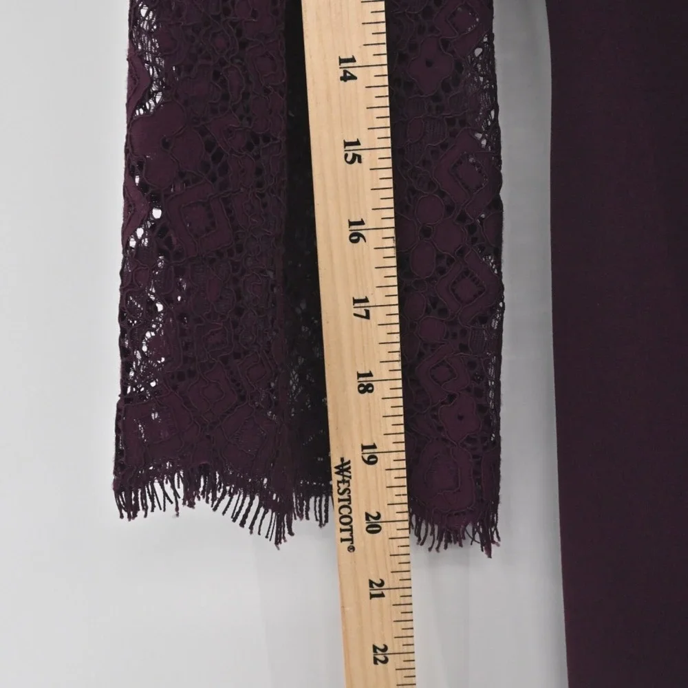 Calvin Klein Burgundy Sheath Dress Size 4 Lace Bell Sleeve Sheath Moody Romantic - Picture 7 of 14